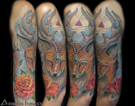 Tattoos - ornate foxy w/ antlers - 104069